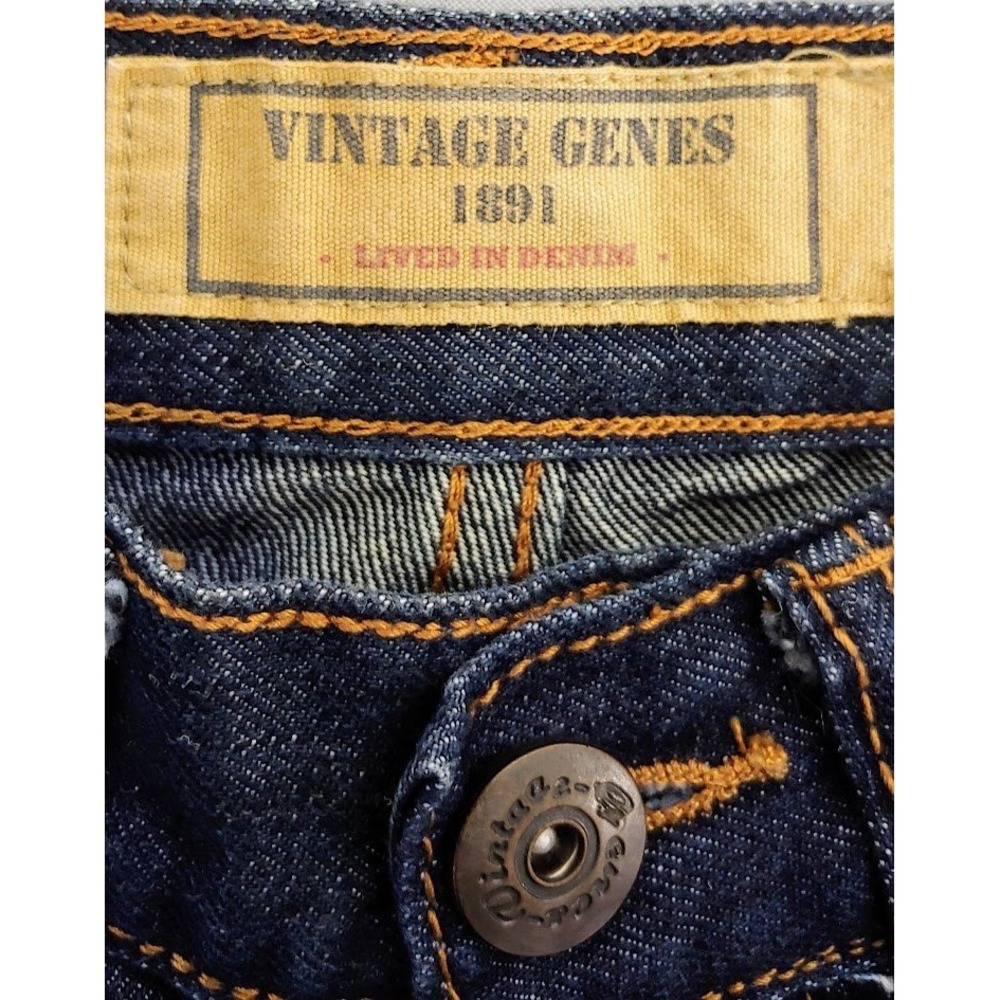 Vintage Genes 1991 Mens Slim Straight 28 x30 Jeans Dark Indigo Blue Denim Pants - Picture 6 of 13